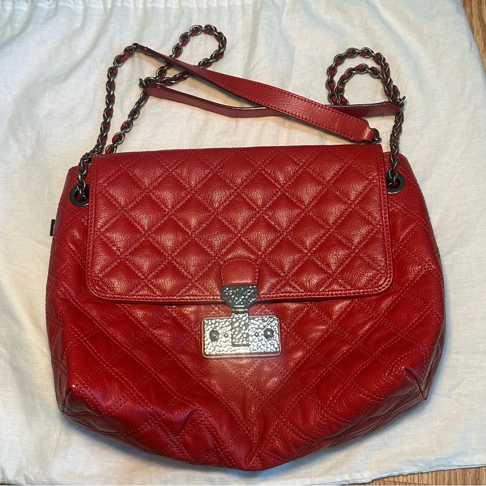 Marc Jacobs Red Quilted Leather Shoulder Bag | Vintage Style Chain Flap